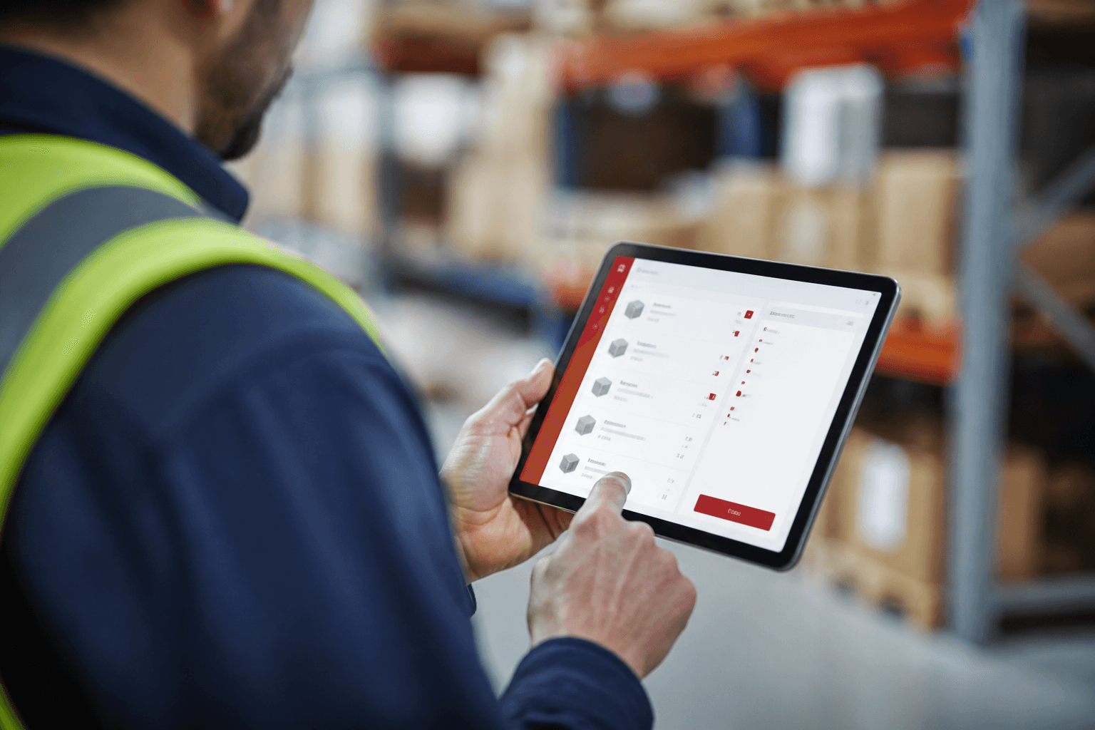 Tablet z obsługą zamówień w magazynie