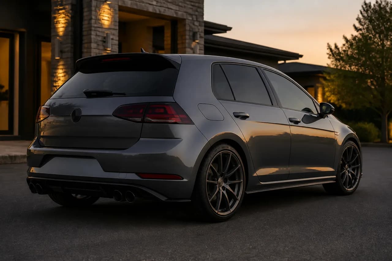 Sportowe auto z felgami aftermarket i wydechem, produkt do konfiguratora motoryzacyjnego