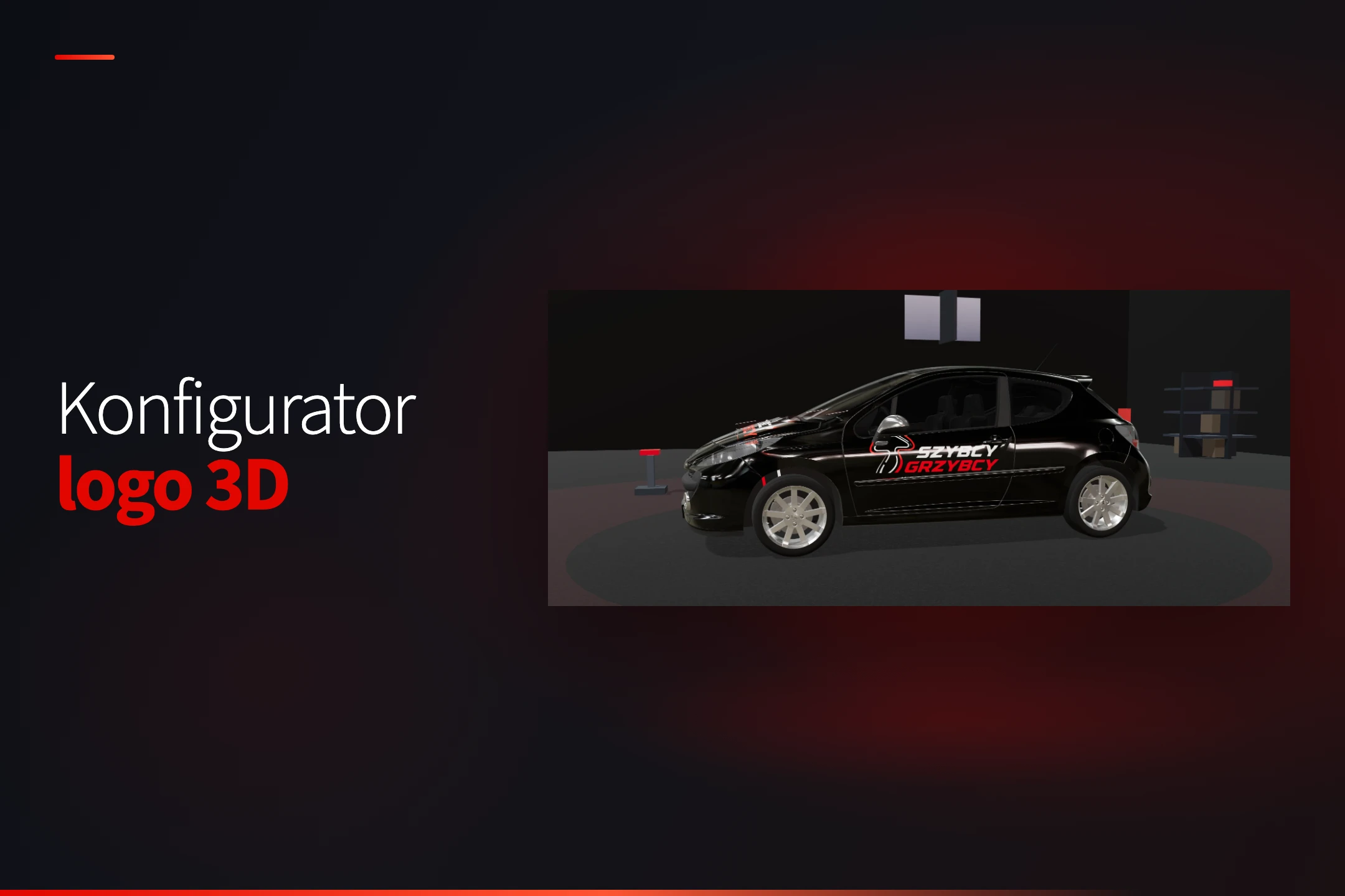 Peugeot 207 RC z naklejkami sponsorskimi w konfiguratorze 3D - platforma Szybcy Grzybcy Motorsport