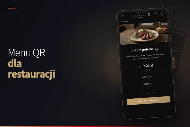 Menu QR na telefonie - cyfrowa karta dań w restauracji z kodem QR na stoliku