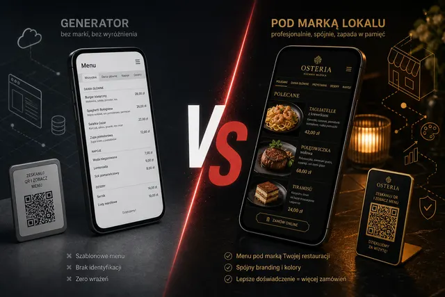 Porównanie darmowego menu QR i wdrożenia cyfrowej karty dań pod markę restauracji
